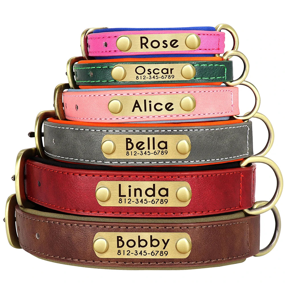 Personalised Leather ID Dog Collar