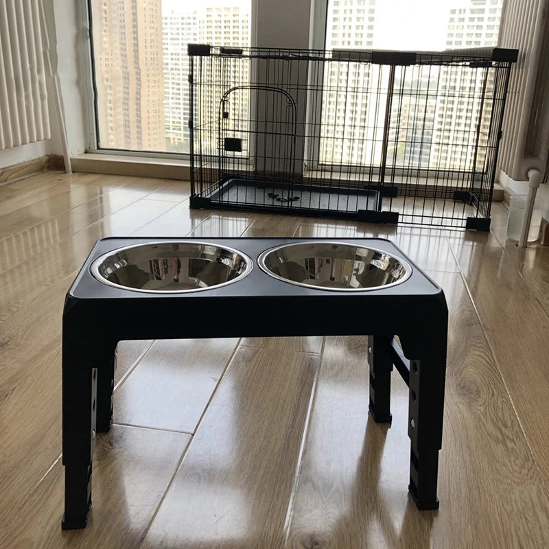 Elevated Dog Stand with Double Stainless Bowls